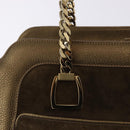 CARTIER Shoulder Bag Suede Green Gold Auth 203184V-17