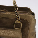 CARTIER Shoulder Bag Suede Green Gold Auth 203184V-18