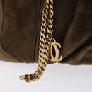 CARTIER Shoulder Bag Suede Green Gold Auth 203184V-20