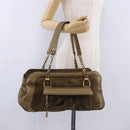 CARTIER Shoulder Bag Suede Green Gold Auth 203184V-36