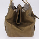 CARTIER Shoulder Bag Suede Green Gold Auth 203184V-5