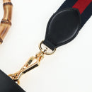 GUCCI Bamboo Sherry Line Hand Bag Leather 2way Black Gold 453764 Auth 203194V-11