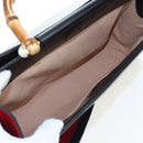 GUCCI Bamboo Sherry Line Hand Bag Leather 2way Black Gold 453764 Auth 203194V-19