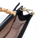 GUCCI Bamboo Sherry Line Hand Bag Leather 2way Black Gold 453764 Auth 203194V-20