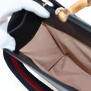 GUCCI Bamboo Sherry Line Hand Bag Leather 2way Black Gold 453764 Auth 203194V-21