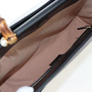 GUCCI Bamboo Sherry Line Hand Bag Leather 2way Black Gold 453764 Auth 203194V-26