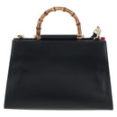 GUCCI Bamboo Sherry Line Hand Bag Leather 2way Black Gold 453764 Auth 203194V-3