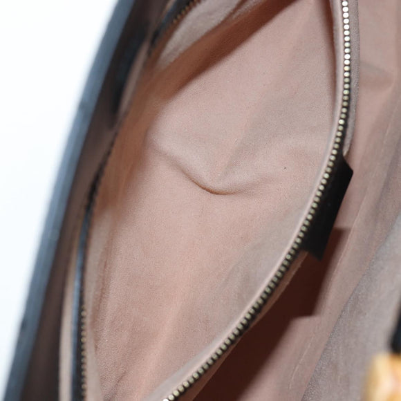 GUCCI Bamboo Sherry Line Hand Bag Leather 2way Black Gold 453764 Auth 203194V