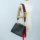 GUCCI Bamboo Sherry Line Hand Bag Leather 2way Black Gold 453764 Auth 203194V-33