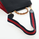 GUCCI Bamboo Sherry Line Hand Bag Leather 2way Black Gold 453764 Auth 203194V-9