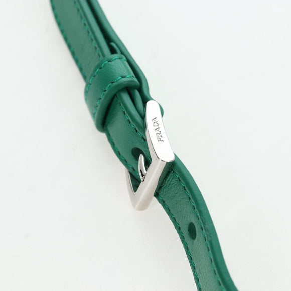 PRADA Moon Paddock Hand Bag Leather 2way Green Silver Auth 203196SAM