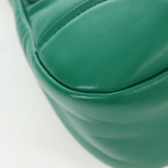 PRADA Moon Paddock Hand Bag Leather 2way Green Silver Auth 203196SAM