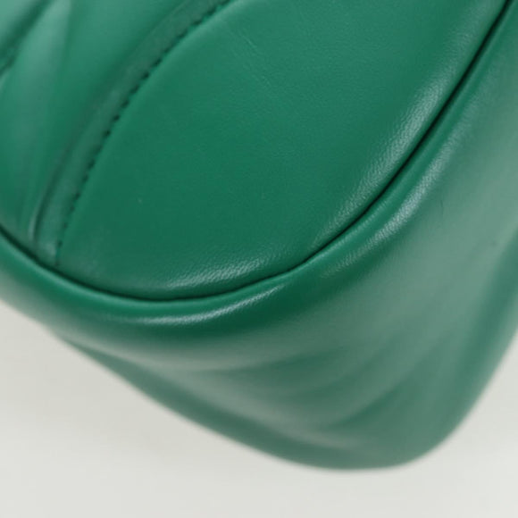 PRADA Moon Paddock Hand Bag Leather 2way Green Silver Auth 203196SAM
