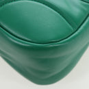 PRADA Moon Paddock Hand Bag Leather 2way Green Silver Auth 203196SAM-21
