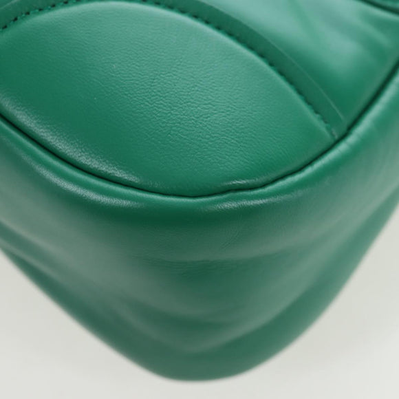 PRADA Moon Paddock Hand Bag Leather 2way Green Silver Auth 203196SAM