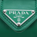 PRADA Moon Paddock Hand Bag Leather 2way Green Silver Auth 203196SAM-22