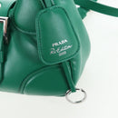 PRADA Moon Paddock Hand Bag Leather 2way Green Silver Auth 203196SAM-23