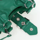 PRADA Moon Paddock Hand Bag Leather 2way Green Silver Auth 203196SAM-24