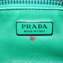 PRADA Moon Paddock Hand Bag Leather 2way Green Silver Auth 203196SAM-9