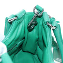PRADA Moon Paddock Hand Bag Leather 2way Green Silver Auth 203196SAM-25