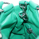 PRADA Moon Paddock Hand Bag Leather 2way Green Silver Auth 203196SAM-26