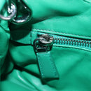 PRADA Moon Paddock Hand Bag Leather 2way Green Silver Auth 203196SAM-27