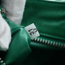 PRADA Moon Paddock Hand Bag Leather 2way Green Silver Auth 203196SAM-11
