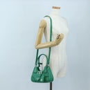 PRADA Moon Paddock Hand Bag Leather 2way Green Silver Auth 203196SAM-29