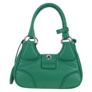 PRADA Moon Paddock Hand Bag Leather 2way Green Silver Auth 203196SAM-2