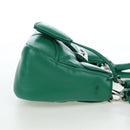 PRADA Moon Paddock Hand Bag Leather 2way Green Silver Auth 203196SAM-4