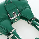 PRADA Moon Paddock Hand Bag Leather 2way Green Silver Auth 203196SAM-6