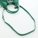PRADA Moon Paddock Hand Bag Leather 2way Green Silver Auth 203196SAM-8
