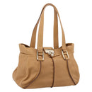 CELINE Shoulder Bag Leather Beige Gold Auth 203198A-1