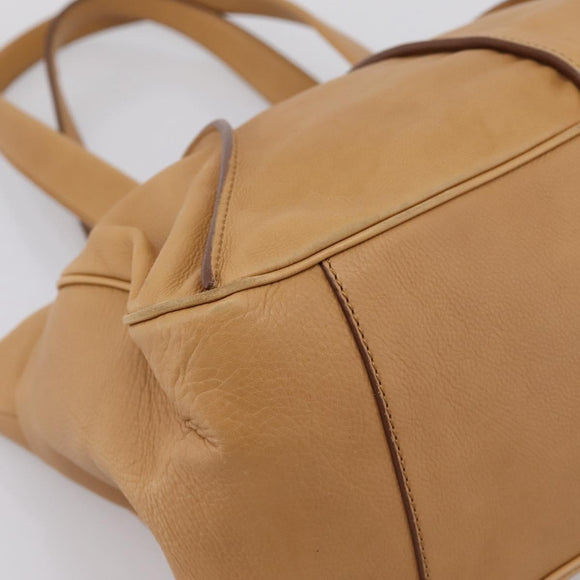 CELINE Shoulder Bag Leather Beige Gold Auth 203198A
