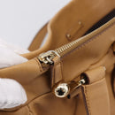 CELINE Shoulder Bag Leather Beige Gold Auth 203198A-19
