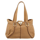 CELINE Shoulder Bag Leather Beige Gold Auth 203198A-2