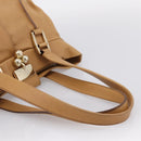 CELINE Shoulder Bag Leather Beige Gold Auth 203198A-7