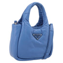 PRADA Hand Bag Leather 2way Blue Silver Auth 203202SAM-1