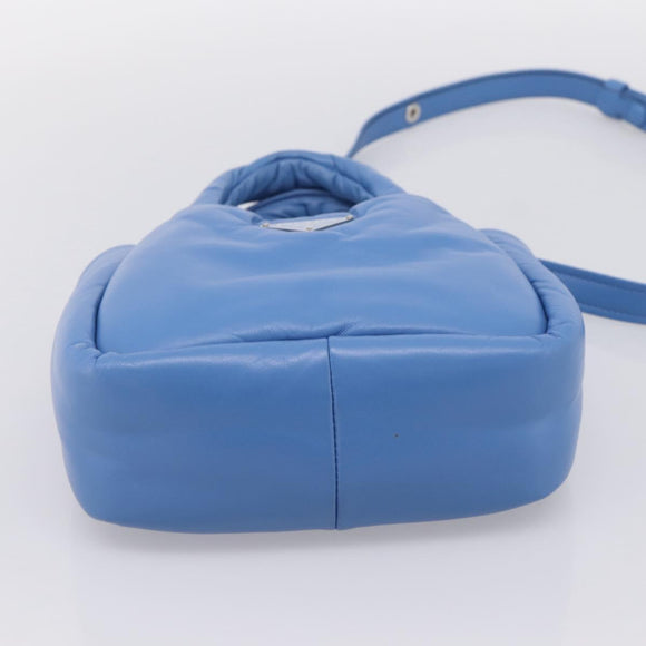 PRADA Hand Bag Leather 2way Blue Silver Auth 203202SAM