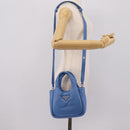 PRADA Hand Bag Leather 2way Blue Silver Auth 203202SAM-24