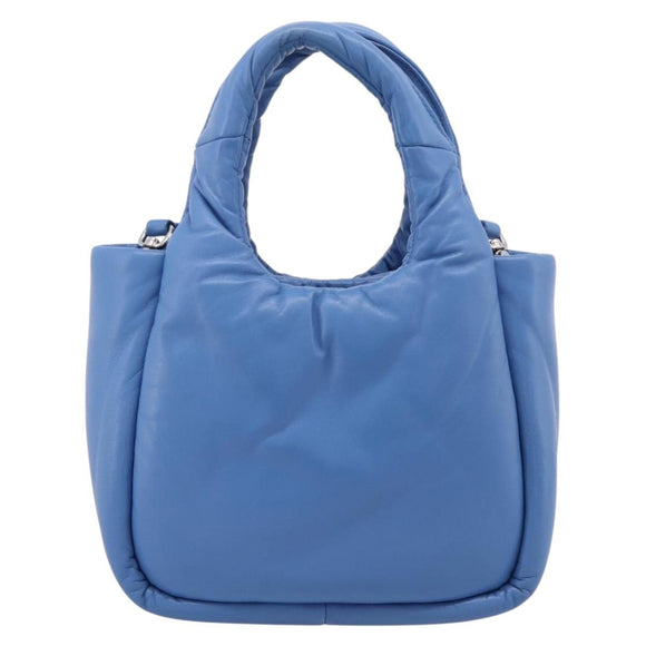 PRADA Hand Bag Leather 2way Blue Silver Auth 203202SAM