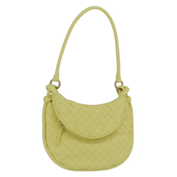 BOTTEGA VENETA INTRECCIATO Shoulder Bag Leather Yellow Gold Auth 203203V