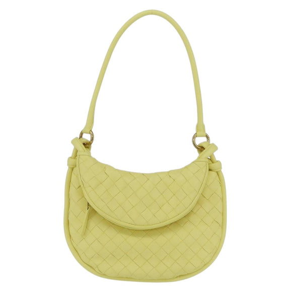 BOTTEGA VENETA INTRECCIATO Shoulder Bag Leather Yellow Gold Auth 203203V