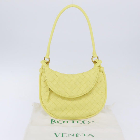 BOTTEGA VENETA INTRECCIATO Shoulder Bag Leather Yellow Gold Auth 203203V