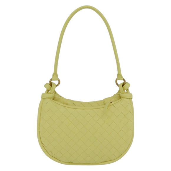 BOTTEGA VENETA INTRECCIATO Shoulder Bag Leather Yellow Gold Auth 203203V