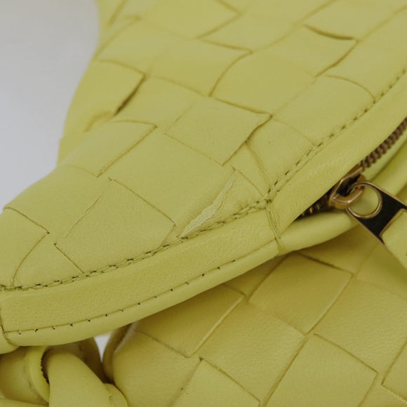 BOTTEGA VENETA INTRECCIATO Shoulder Bag Leather Yellow Gold Auth 203203V