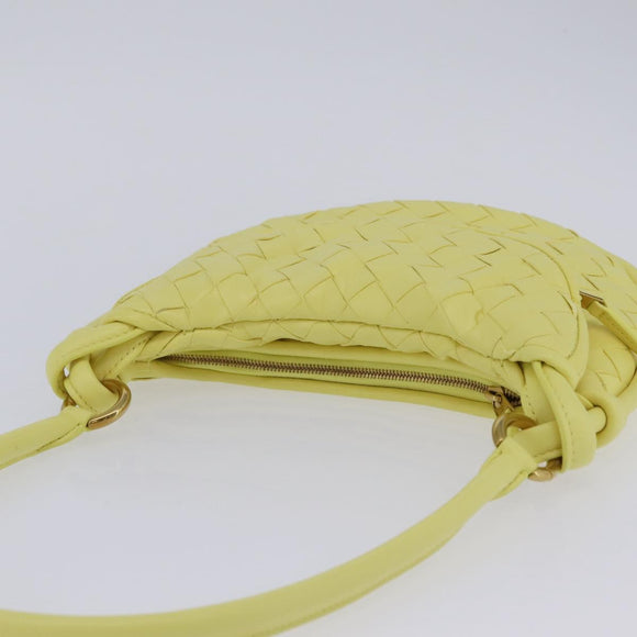 BOTTEGA VENETA INTRECCIATO Shoulder Bag Leather Yellow Gold Auth 203203V