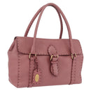 FENDI Celeria Tote Bag Leather Pink Gold Auth 203204-1