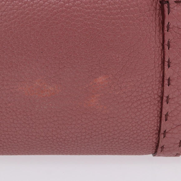 FENDI Celeria Tote Bag Leather Pink Gold Auth 203204