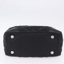 CHANEL Paris New York Line Matelasse Tote Bag Nylon Black Silver CC Auth 203206A-11